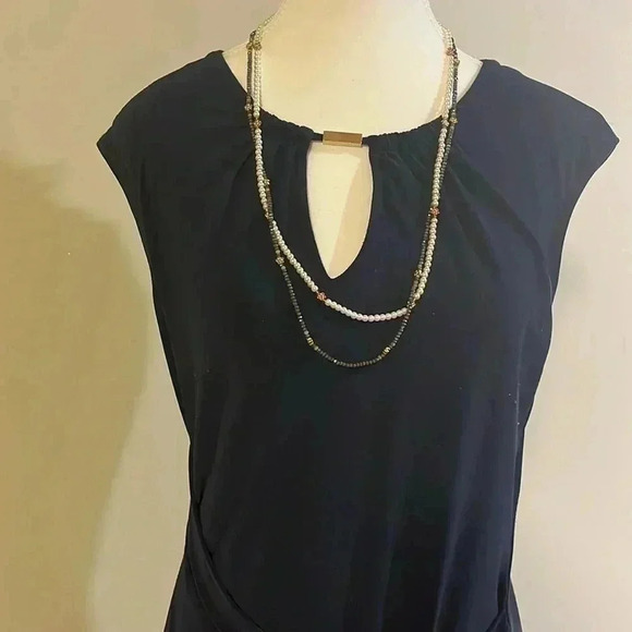 [US10]Frank Lyman Crew Neck with Key Hole Sleeveless Black  dress - Picture 2 of 9